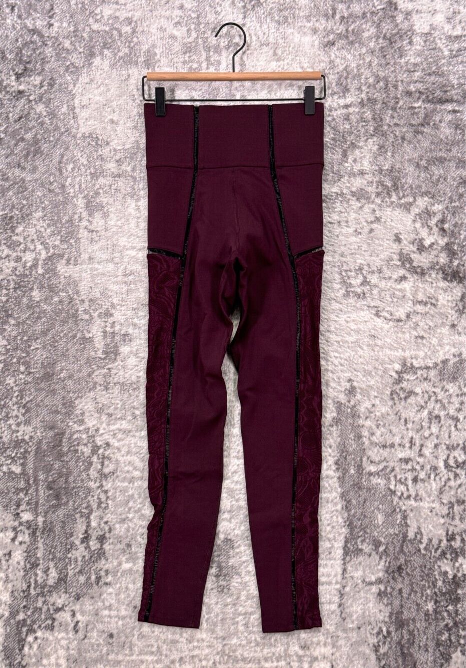 New Carbon38 x Jonathan Simkhai Leggings Small Womens Burgundy Red Lace Inset